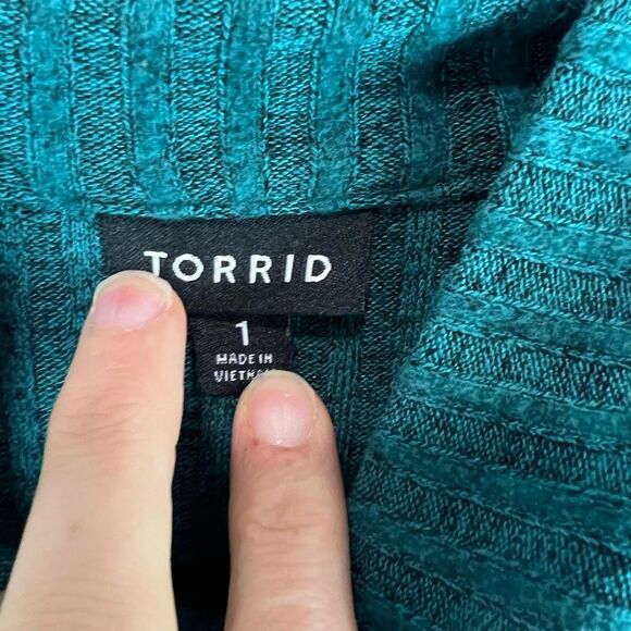 Torrid Plus Size 1 Green Half Zip Lounge Pullover Long Sleeve - Picture 3 of 7